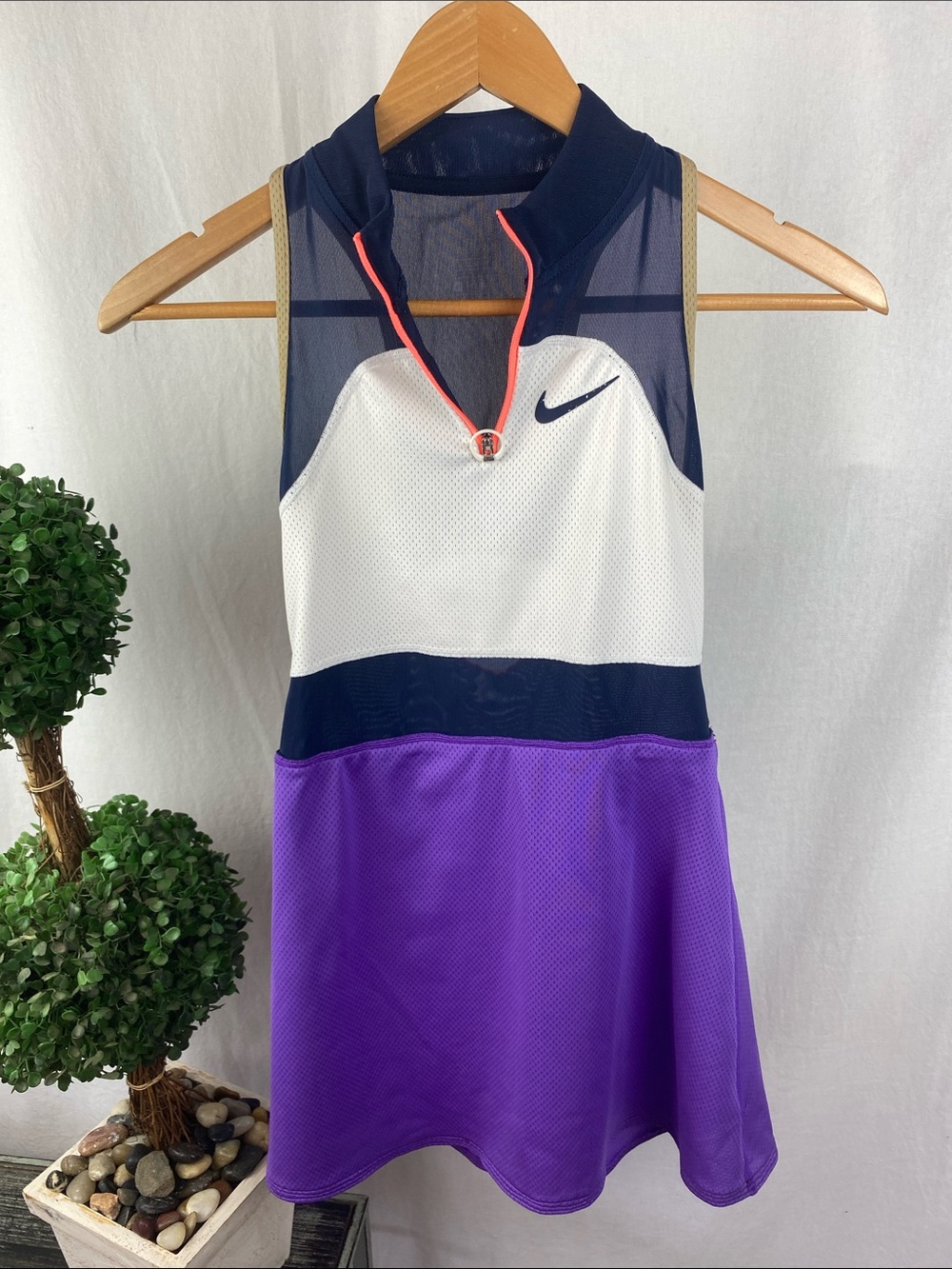 Nike Purple Black. White Sleeveless Sporty Athletic Tennis Dress XS
